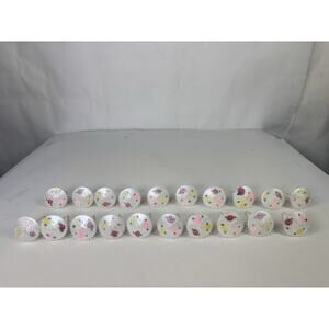 20 Vintage Plastic Cake Topper Parasols Painted Umbrellas Floral Pearlescent